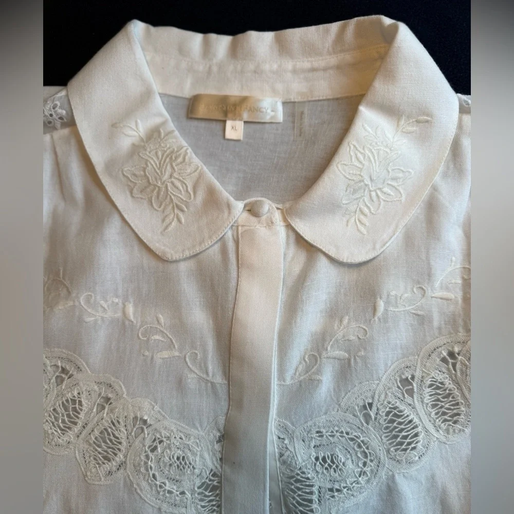 LoveShack Fancy Sansom Blouse in White - Picture 3 of 4